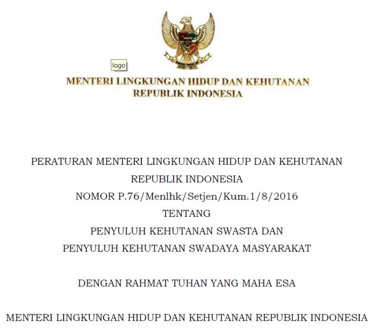 P.76 / Menlhk / Setjen /Kum1 / 8 / 2016