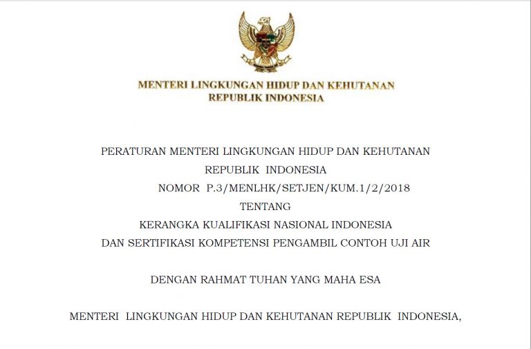 P.3/MENLHK/SETJEN/KUM.1/2/2018