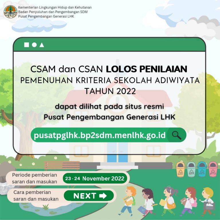 BERITA WEBSITE PENGUMUMAN HASIL PENILAIAN USULAN CALON SEKOLAH ADIWIYATA MANDIRI DAN NASIONAL TAHUN 2022